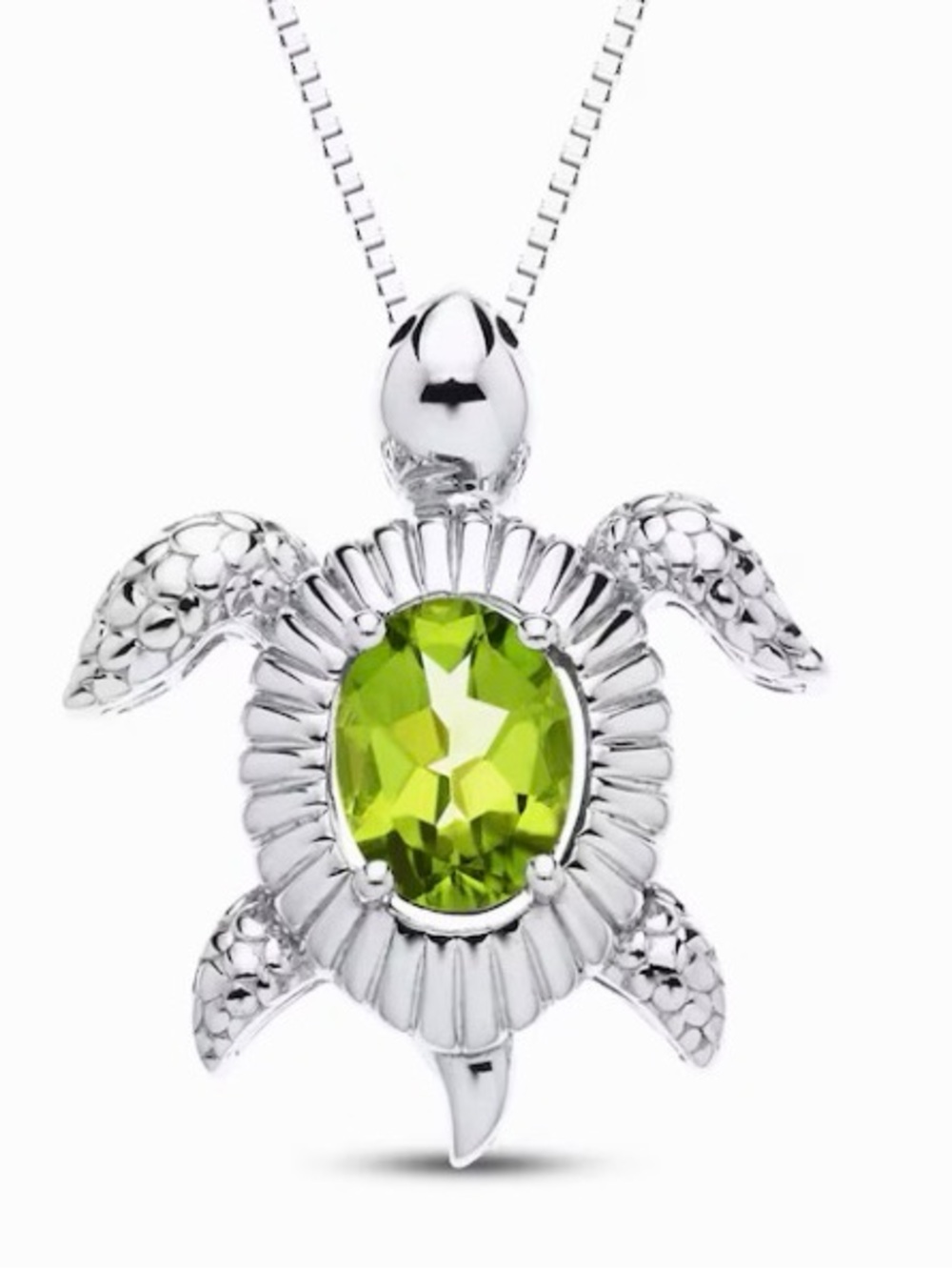 Jared 925 Natural Peridot Turtle Necklace